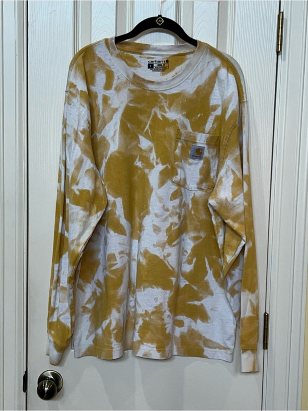 Carhartt Mens Mustard Camoflauge Tie Dye Shirt Sz L Loose Fit Outdoors Leisure